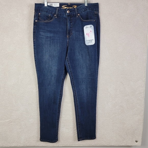 Seven7 NEW Women's 16 Plus Avalon Tummy Less High Rise Skinny Denim Blue Jeans - Picture 2 of 13